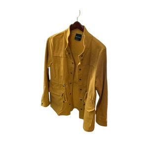 Eden Society Yellow Utility‎ Jacket Drawstring Waist Pockets Snap Button Size L